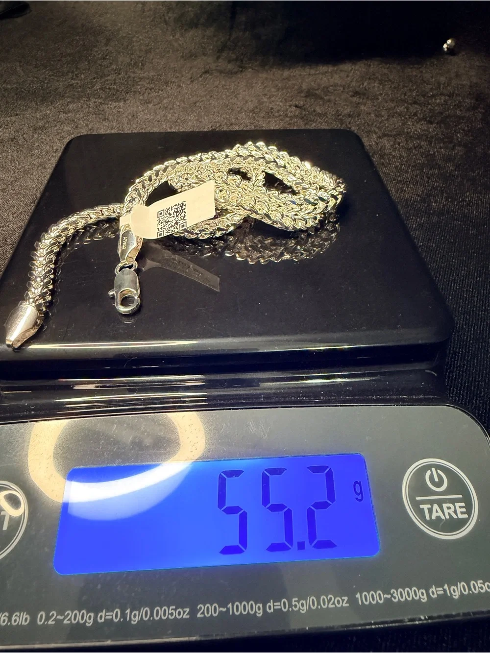 Franco 22in 6.5MM Italy 925 Stamped silver filled necklace 55.2g brand new